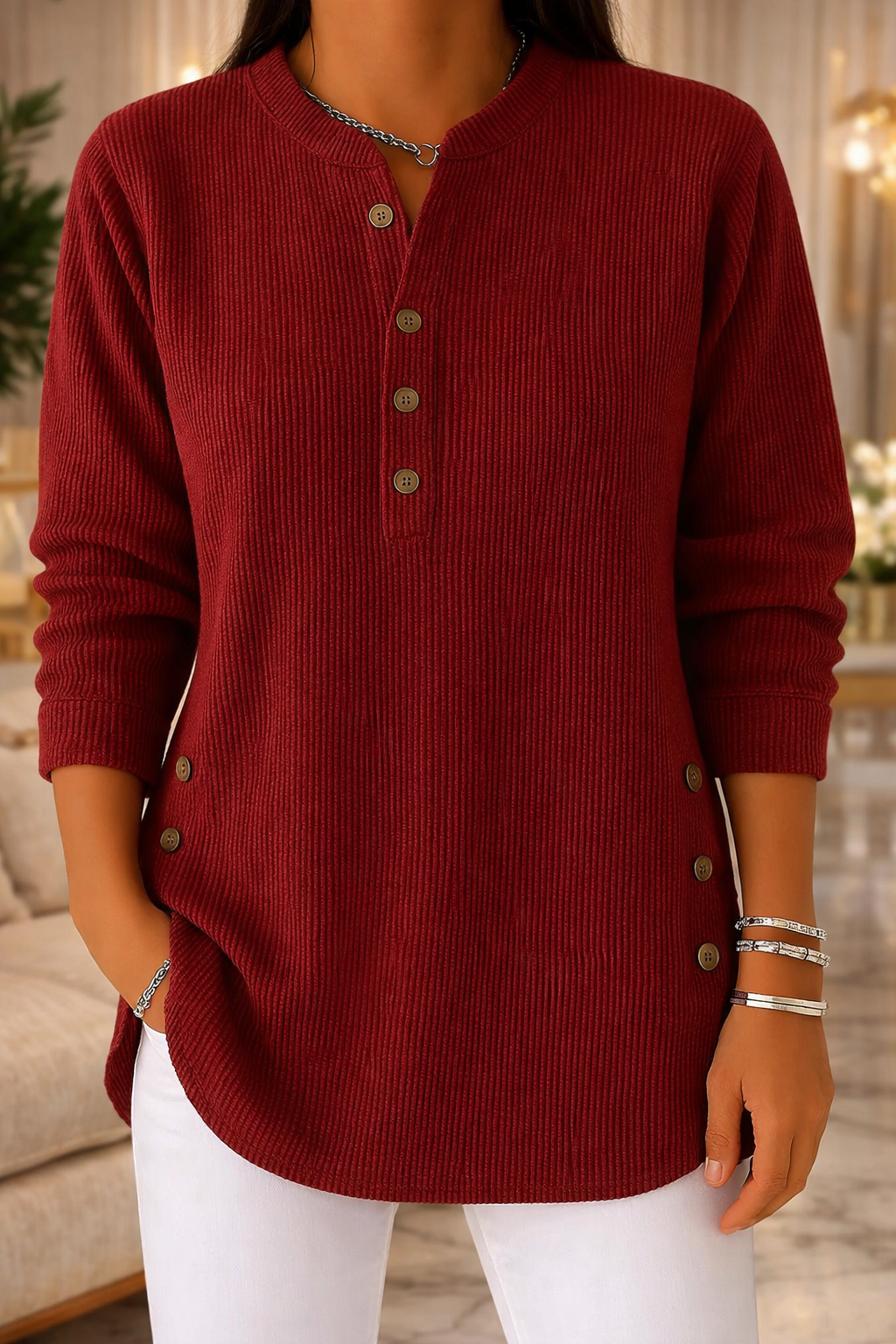 CLEARANCE SALE🔥 Women's Solid Color Crew Neck Long Sleeve Casual Loose Knit Pullover