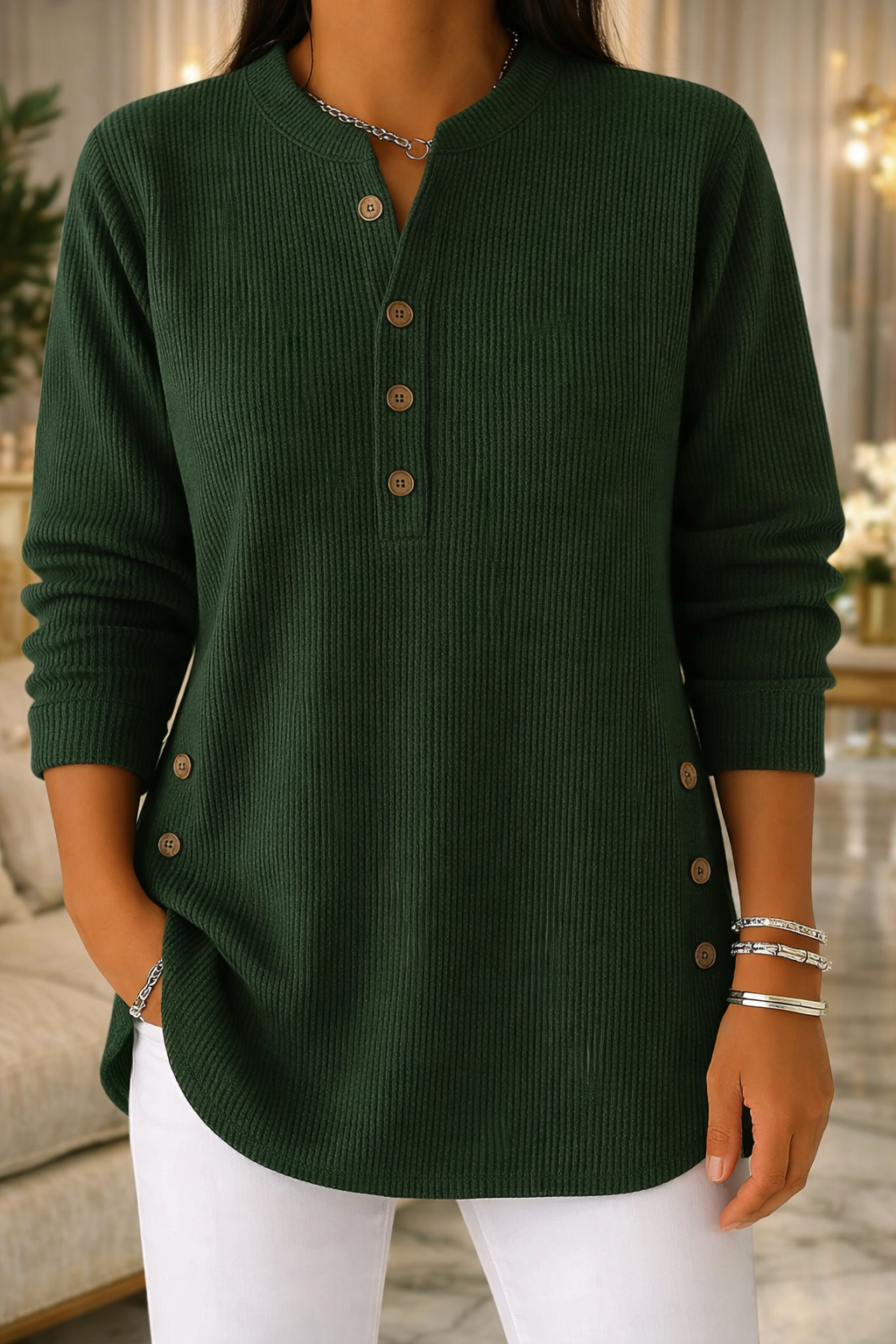 CLEARANCE SALE🔥 Women's Solid Color Crew Neck Long Sleeve Casual Loose Knit Pullover
