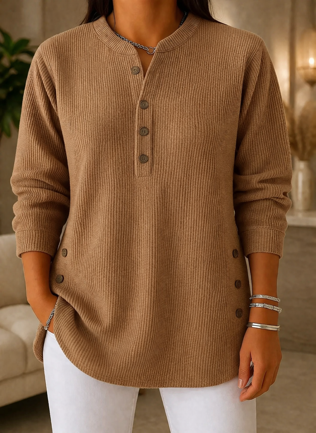 CLEARANCE SALE🔥 Women's Solid Color Crew Neck Long Sleeve Casual Loose Knit Pullover